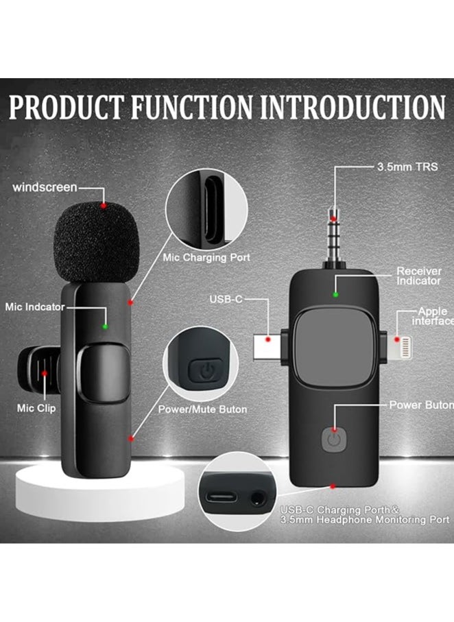 ARNOTEC - 3 in 1 Wireless Lavalier Microphone for iPhone, Android & Camera, USB-C Mini Microphone with Noise Reduction for YouTube, Live Stream, TikTok, Vlogs, Video Recording - Image 1