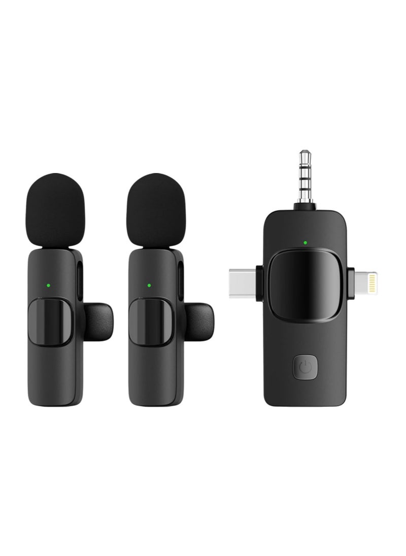 ARNOTEC Dual Wireless Microphone for All Smartphones (Android + iOS) iPhones Laptops Desktops BT Speakers and Cameras Mic for YouTube Videos Reels Podcast Interviews Online Teaching Vlogs (Black)  - Image 1