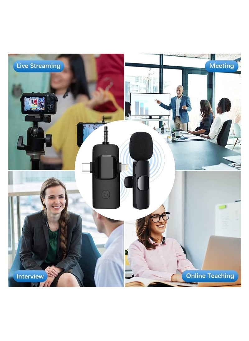 ARNOTEC Dual Wireless Microphone for All Smartphones (Android + iOS) iPhones Laptops Desktops BT Speakers and Cameras Mic for YouTube Videos Reels Podcast Interviews Online Teaching Vlogs (Black)  - Image 2