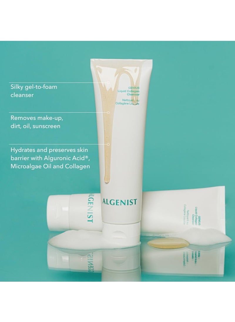 Algenist Algenist GENIUS Liquid Collagen Foaming Facial Cleanser - Hydrating Face Wash & Makeup Remover with Alguronic Acid and Microalgae Oil to Nourish & Restore Skin's Radiance (150ml)  - Image 3