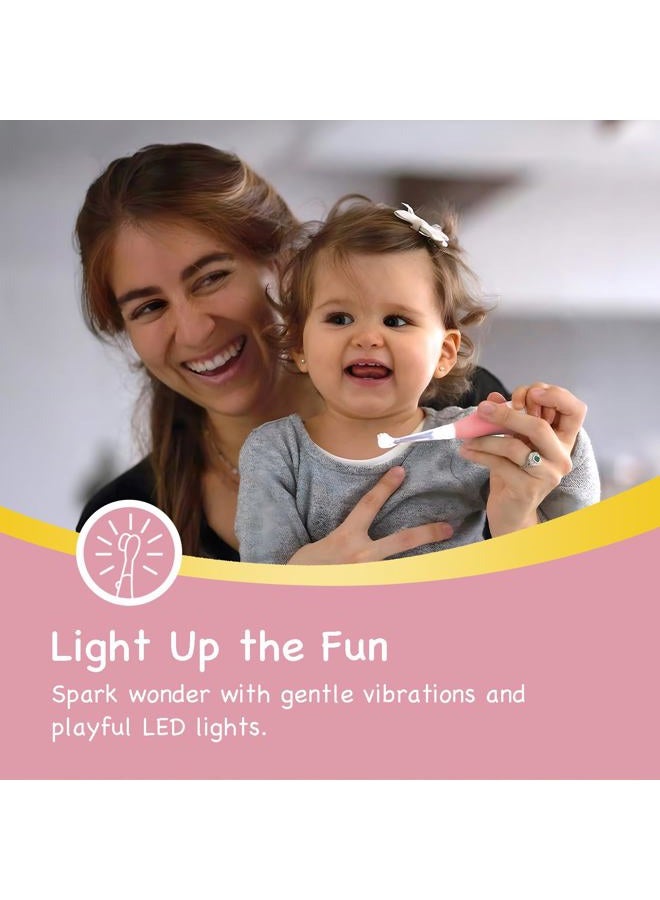 Papablic BabyHandy 2-Stage Sonic Electric Toothbrush for Babies and Toddlers Ages 0-3 Years, Pink - Image 2