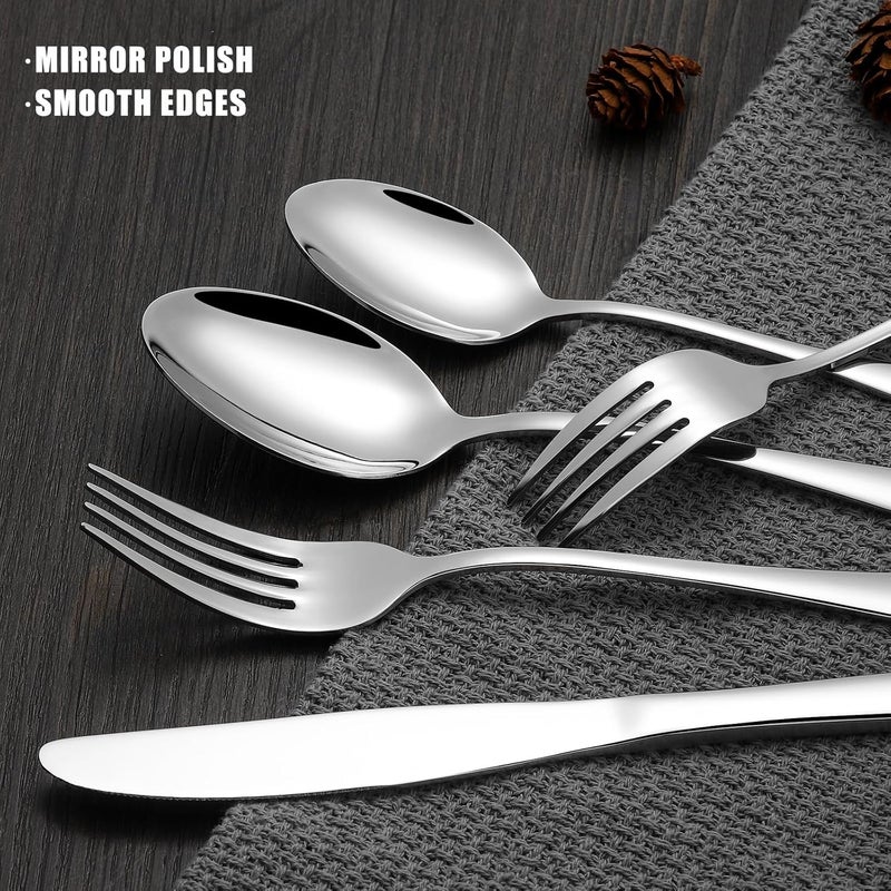 Compralo 60 Piece Silverware Set for 12 Stainless Steel Flatware Set Tableware Set Inculde Forks Knives Spoons Mirror Polished Cutlery Set for Home Kitchen and Restaurant Party Dishwasher Safe - Image 5