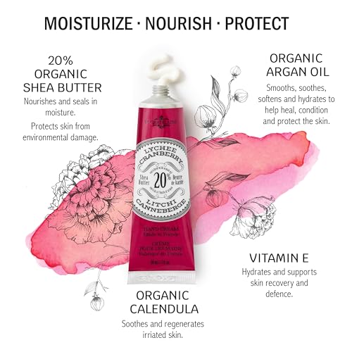 La Chatelaine 20 Shea Butter Hand Cream Travel Size Organic Argan Oil Moisturizing Nourishing Repairing ExtraRich Hand Lotion Made in France Paraben Free 1 oz 30ml Lychee Cranberry - Image 5