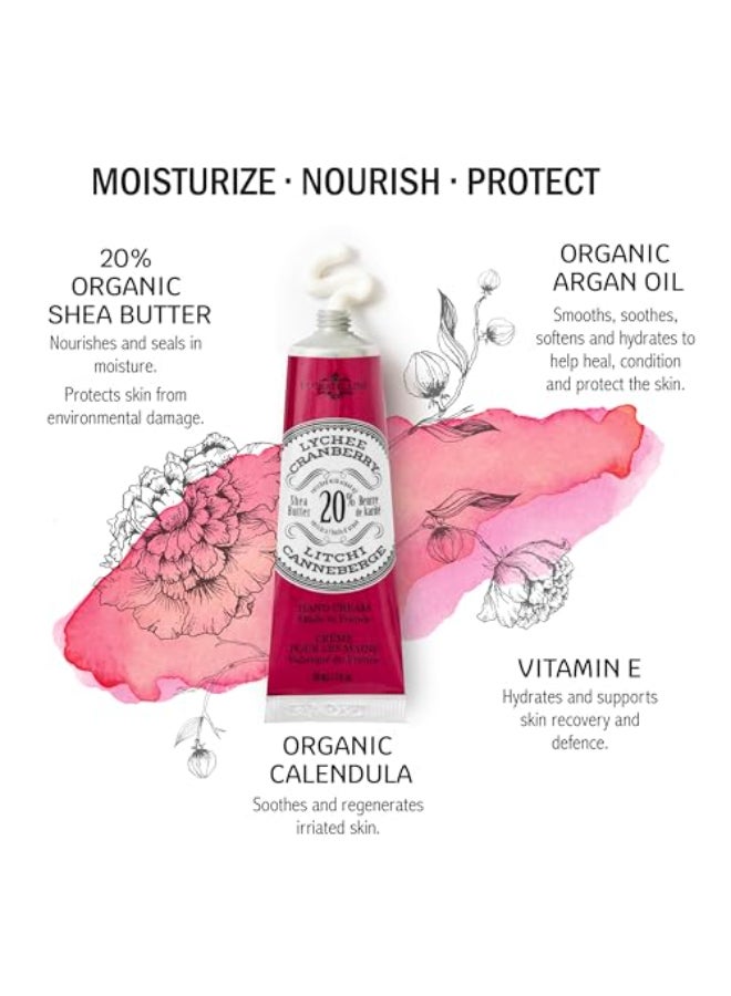 La Chatelaine 20 Shea Butter Hand Cream Travel Size Organic Argan Oil Moisturizing Nourishing Repairing ExtraRich Hand Lotion Made in France Paraben Free 1 oz 30ml Lychee Cranberry - Image 4