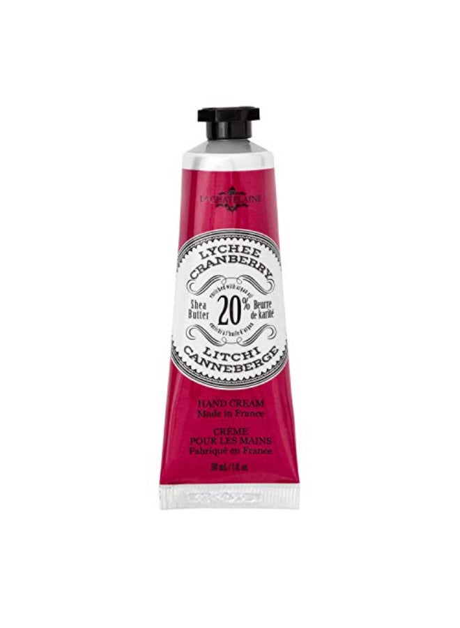 La Chatelaine 20 Shea Butter Hand Cream Travel Size Organic Argan Oil Moisturizing Nourishing Repairing ExtraRich Hand Lotion Made in France Paraben Free 1 oz 30ml Lychee Cranberry - Image 1