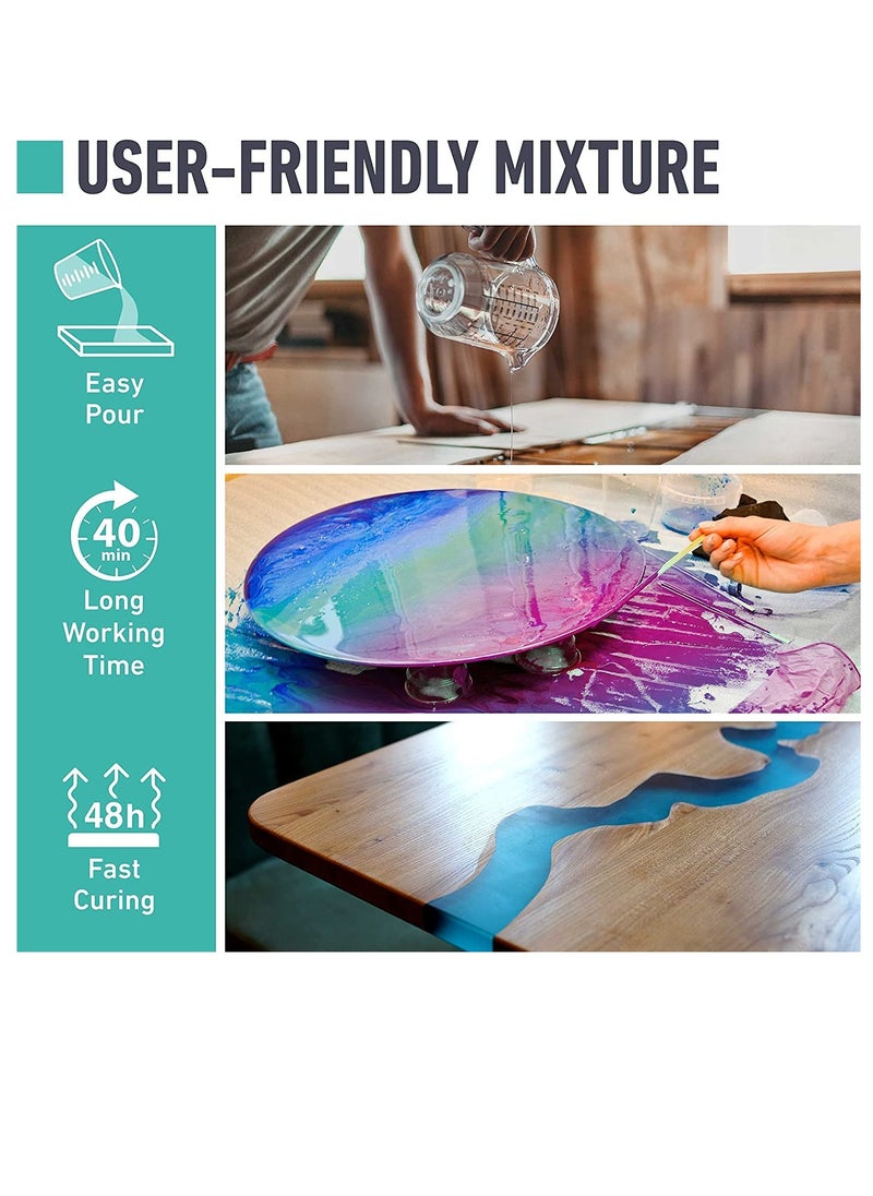 Epoxy Resin – 32oz (1kg) High Gloss (16oz Resin + 16oz Hardener) Resin Epoxy Kit, Bubble Free & Crystal Clear, Fast Curing Epoxy Glue for Thin Casting Like Coating, Jewelry, Arts & Crafts