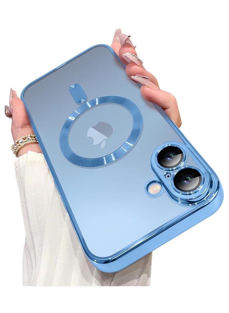 Raxoom iPhone 16 Plus Magnetic Case with Built-in Camera Lens Protector â€“ MagSafe Compatible, Soft TPU Anti-Scratch Shockproof Slim Clear Cover for Men & Women, Blue - Image 1