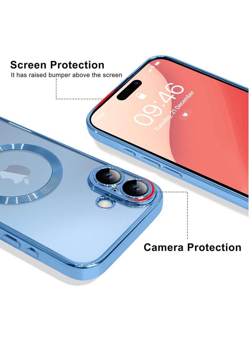 Raxoom iPhone 16 Plus Magnetic Case with Built-in Camera Lens Protector â€“ MagSafe Compatible, Soft TPU Anti-Scratch Shockproof Slim Clear Cover for Men & Women, Blue - Image 3