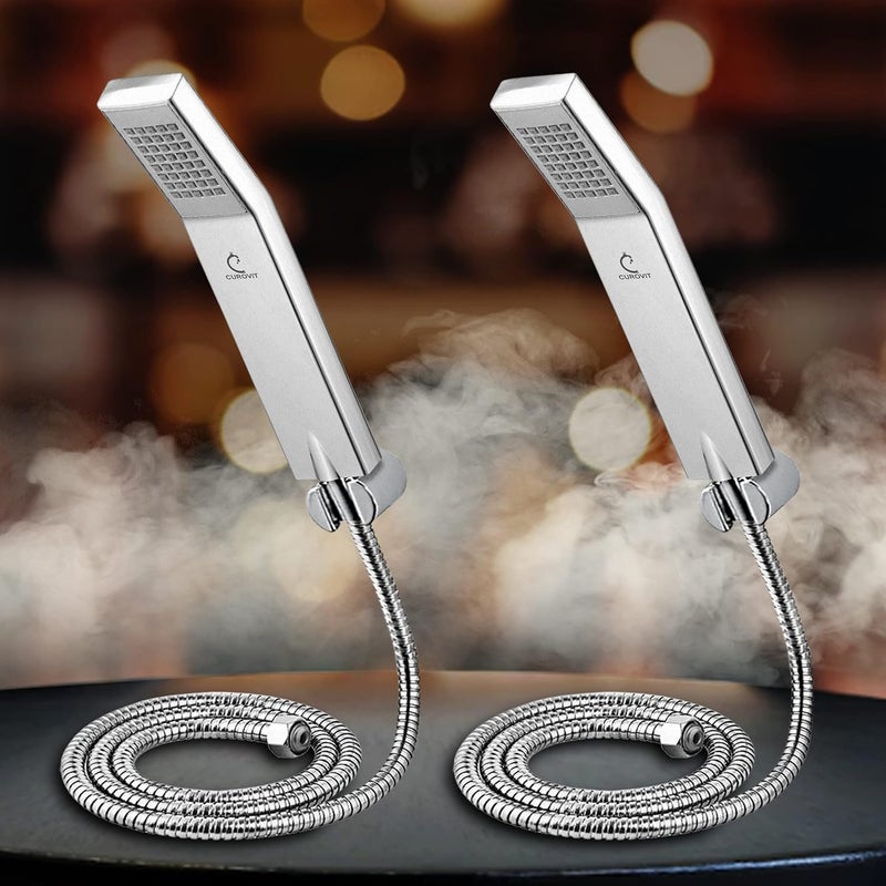 CUROVIT CUROVIT Stella Set of 2 ABS Hand Shower Telephonic Shower in Chrome Finish with ABS Holder and 15 Mtr Stainless Steel Flexible Tube for Bathroom Bathroom Cleaning Set of 2 - Image 1