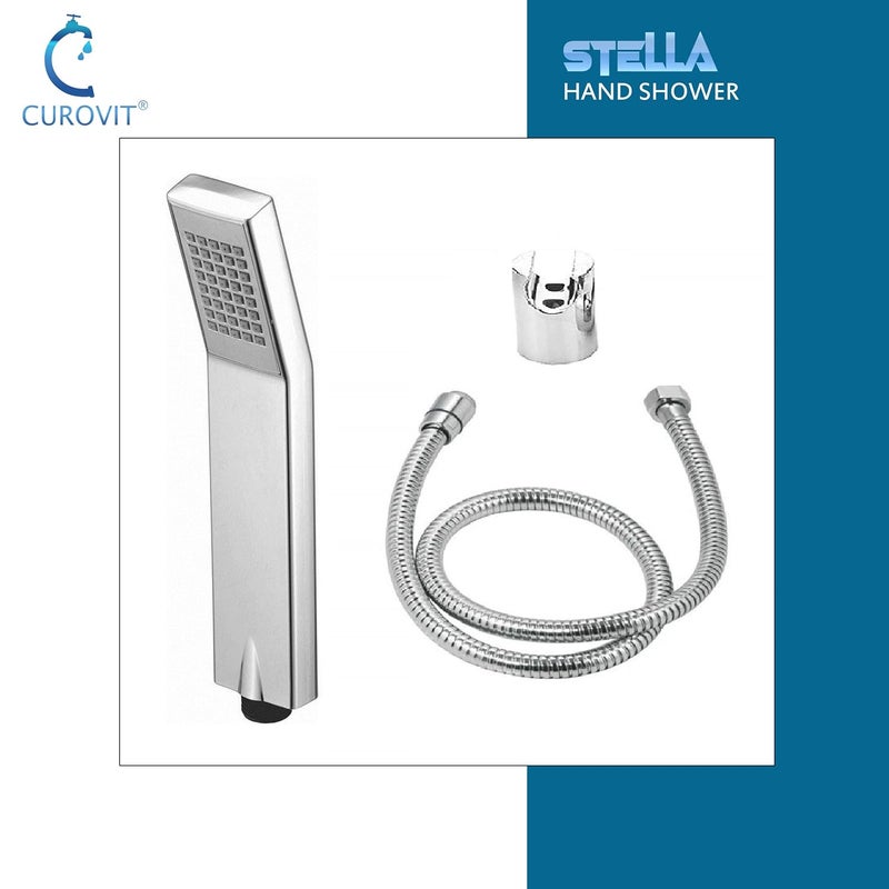 CUROVIT CUROVIT Stella Set of 2 ABS Hand Shower Telephonic Shower in Chrome Finish with ABS Holder and 15 Mtr Stainless Steel Flexible Tube for Bathroom Bathroom Cleaning Set of 2 - Image 5