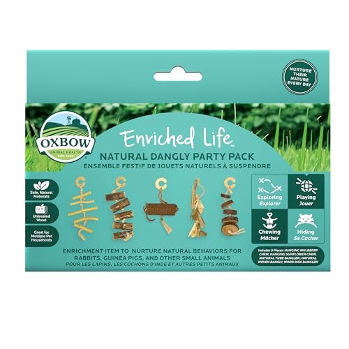 Oxbow Enriched Life Natural Dangly Party Pack Rabbit Toys Guinea Pig Toys Enrichment for Bunny Guinea Pig Hamster Stuff Rabbit Enrichment Chinchilla Rat Chinchilla Cage Accessories - Image 1