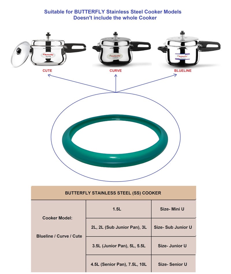 AJS spares- 2PCS BUTTERFLY SS Cooker Gaskets | For Outer Lid Cooker Models "CUTE/CURVE/BLUELINE" of Capacity-3.5Liter, 5Liter & 5.5Liter only | Silicon - Image 3