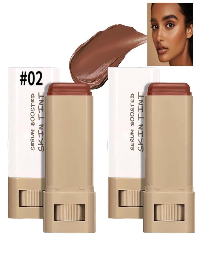 TIMLIFE 2 Pcs Foundation Stick Beauty Balm Serum Boosted Skin Tint, 2025 New Makeup Tint, Portabl Moisturizing Essence Contour Stick Foundation Beauty Balm (#02) - Image 1