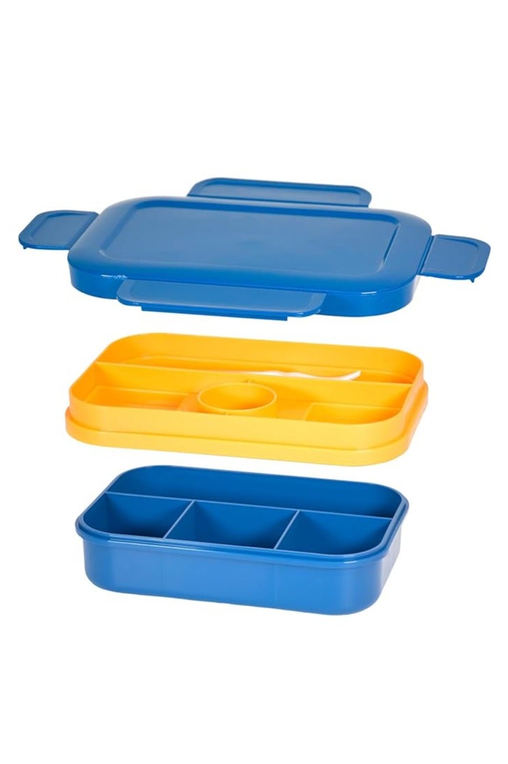 Necomi Lunch Bento Box, Stackable Bento Lunch Box, 8-Compartment Double-Layer Food Storage Container with Cutlery Set, Leak-Proof Food Grade, Falafel Box for School, Work Travel Camping (Blue)  - Image 1