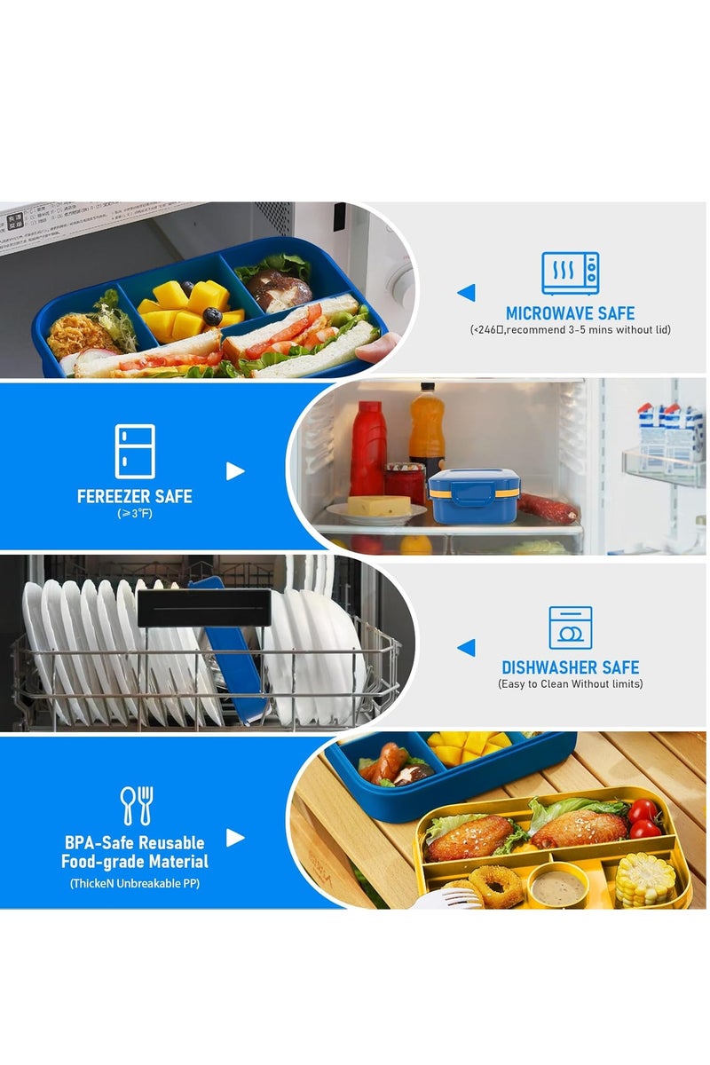 Necomi Lunch Bento Box, Stackable Bento Lunch Box, 8-Compartment Double-Layer Food Storage Container with Cutlery Set, Leak-Proof Food Grade, Falafel Box for School, Work Travel Camping (Blue)  - Image 5