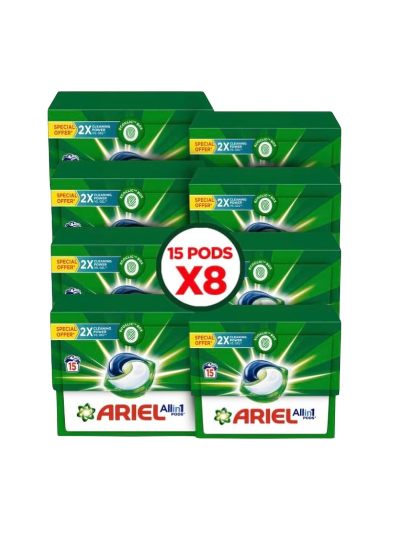 Ariel Original All-In-1 Laundry Detergent Pods 8 x 15 Pods  - Image 1