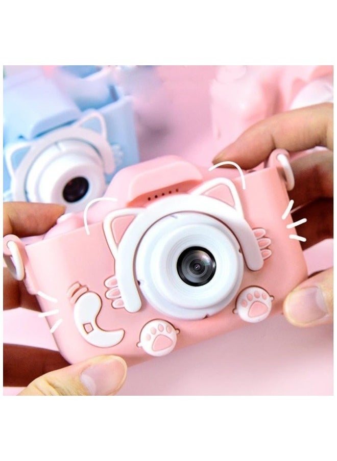 SUPER SO - Kids Camera,1080P HD Digital Video Camera Toy for 3-12 Year Old Boys/Girls, Birthday Festival Gifts for Kids,USB Rechargeable Kids Selfie Camera with 32GB SD Card and card reader(Pink) - Image 1