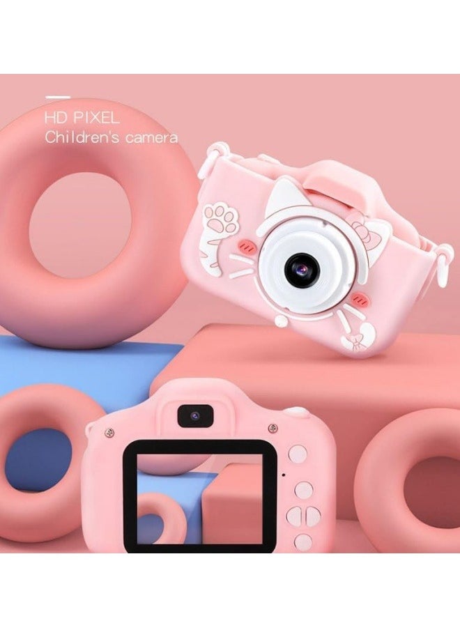 SUPER SO - Kids Camera,1080P HD Digital Video Camera Toy for 3-12 Year Old Boys/Girls, Birthday Festival Gifts for Kids,USB Rechargeable Kids Selfie Camera with 32GB SD Card and card reader(Pink) - Image 1