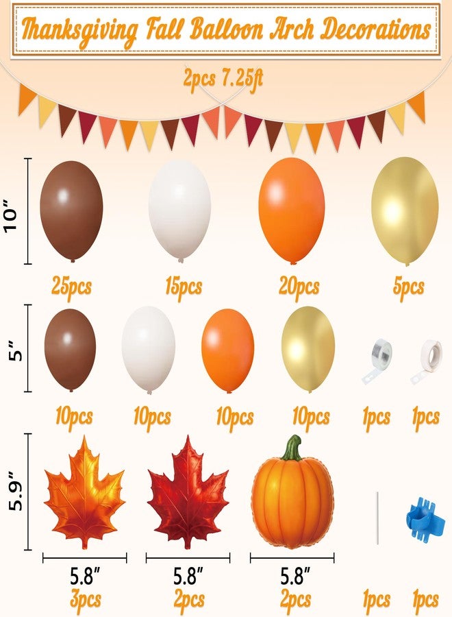 Geefuun Fall Thanksgiving Decorations Balloon Garland Arch Kit Orange Brown Coffee Balloons Hanging Swirls Triangle Flag for Autumn Little Pumpkin Baby Shower Birthday Party Supplies - Image 3
