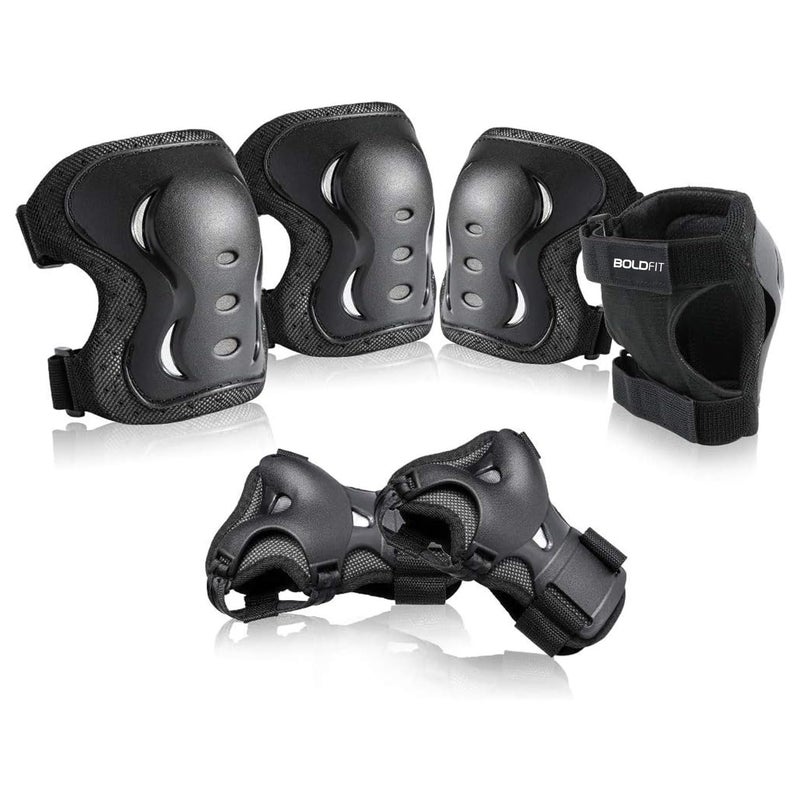 BOLDFIT Cycling Protection Kit, Skating Kit for Adult Skating Knee Guard & Elbow Pad for Boys, Girls Skating Knee Pad, Elbow Guard, Wrist Guard Kit Cycle Protection Kit for Men, Adults & Boys - Image 1