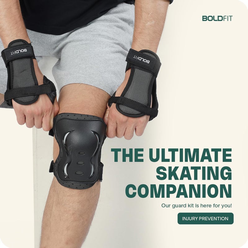 BOLDFIT Cycling Protection Kit, Skating Kit for Adult Skating Knee Guard & Elbow Pad for Boys, Girls Skating Knee Pad, Elbow Guard, Wrist Guard Kit Cycle Protection Kit for Men, Adults & Boys - Image 5