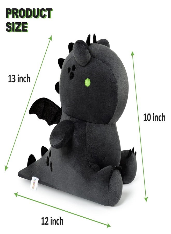Ditucu Cute Dragon Plush Stuffed Animal Plushies Toys Super Soft Dolls Birthday Gifts for Kids Girls Boys Black 12 inch - Image 3