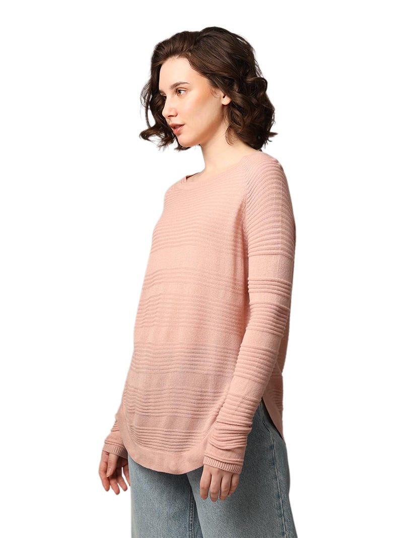 ONLY Women Solid Acrylic Pink Pullover Sweater - Image 5