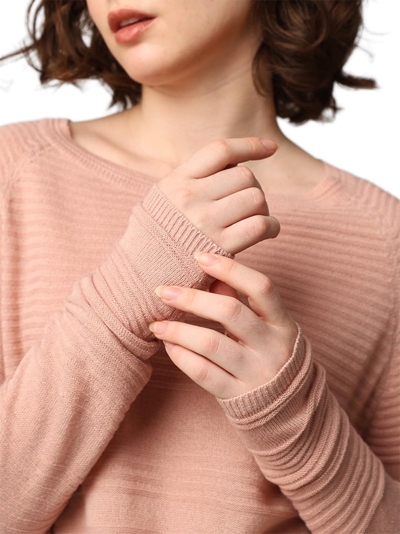 ONLY Women Solid Acrylic Pink Pullover Sweater - Image 4