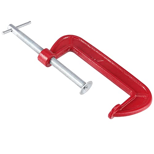 JAPCHET 8 Packs 4 Inches Red C Clamp, Malleable Iron C-clamp, Heavy-Duty C-Clamp for Metalworking, Woodworking, 4-Inch Max Jaw Opening, 2-Inch Throat Depth - Image 4