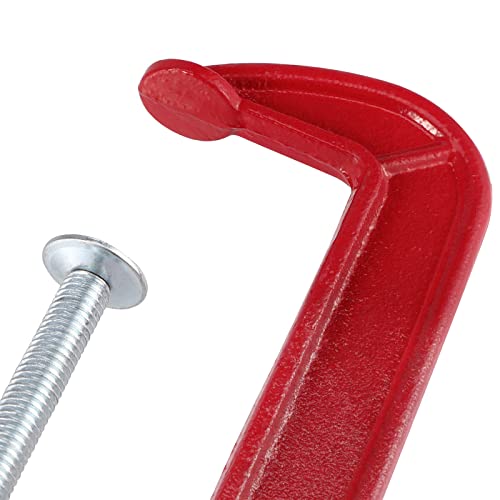JAPCHET 8 Packs 4 Inches Red C Clamp, Malleable Iron C-clamp, Heavy-Duty C-Clamp for Metalworking, Woodworking, 4-Inch Max Jaw Opening, 2-Inch Throat Depth - Image 3