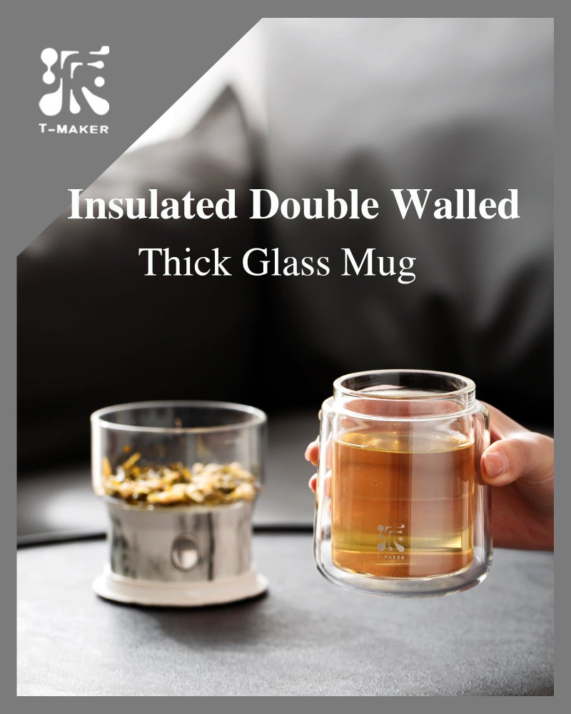 ZENS Modern Small Glass Infuser Teapot, Magic One Touch Drip Tea Pot Infusers for Loose Tea Diffuser, Cool Herbal Teapot with 200ml insulated Cup and Portable Gray Tea Kits for Tea Lovers Gifts - Image 4