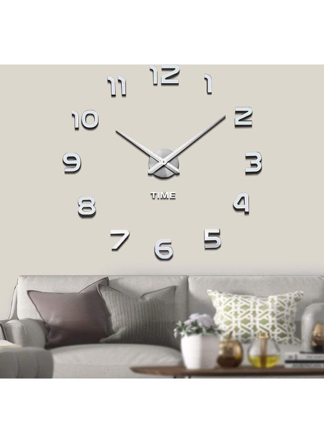NIBEMINENT 3D Frameless Wall Clock Sticker Silver - Image 1