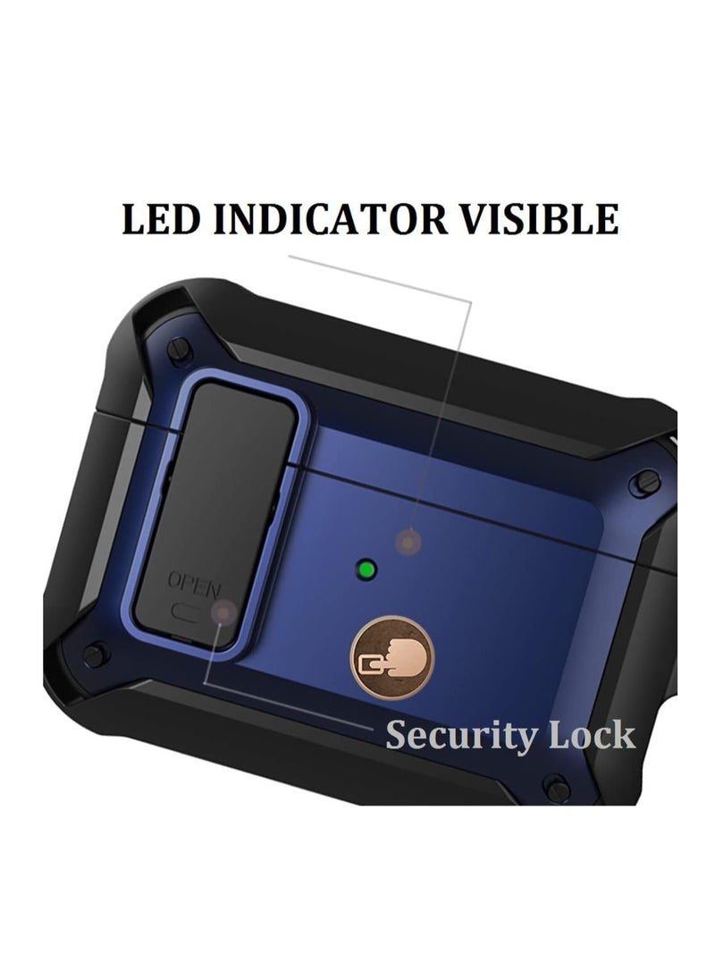 Generic - Case Cover and AirPods Pro 1st Case with Keychain Rugged Armor Designed Compatible Case Airpods Pro Case for Women Men Front LED Visible Blue - Image 1