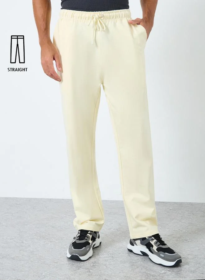 Styli Solid Straight Fit Joggers with Side Pocket