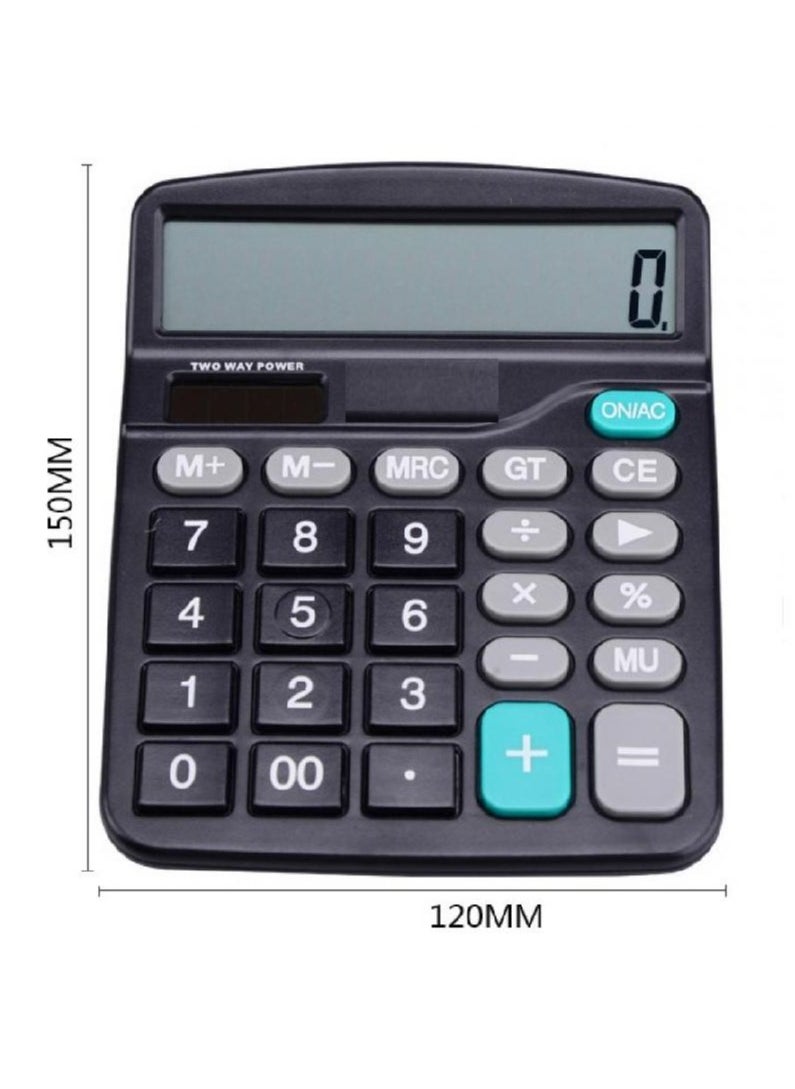 AIWANTO Aiwanto 12 Digits Desk Calculator with Large Key Buttons Calculator For Office School Home (Black-Style-1)  - Image 2