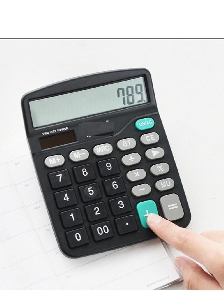 AIWANTO Aiwanto 12 Digits Desk Calculator with Large Key Buttons Calculator For Office School Home (Black-Style-1)  - Image 3