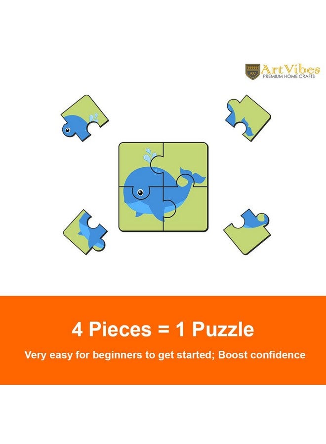 Artvibes Sea Animals Jigsaw Puzzle Games for Children & Kids | Jigsaw Puzzles for Kids Age 2-5 | 4 Pieces Puzzles | Toddler's Wooden Puzzle (PZ_507N), Set of 6