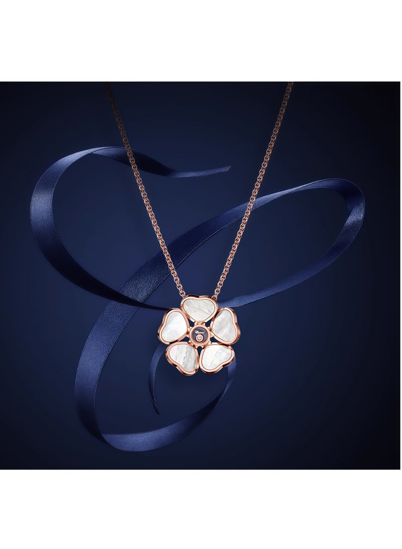 Chopard 18K rose gold white mother-of-pearl diamond heart butterfly necklace pendant - Image 4