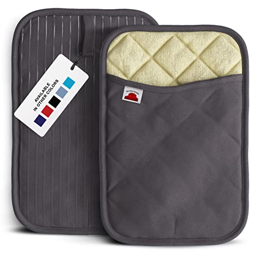 Big Red House  Silicone Pot Holders Set of 2 Grey 10x3  Heat Resistant Kitchen Protectors for Hot Pans and Baking Professional Grade Cooking Mitts