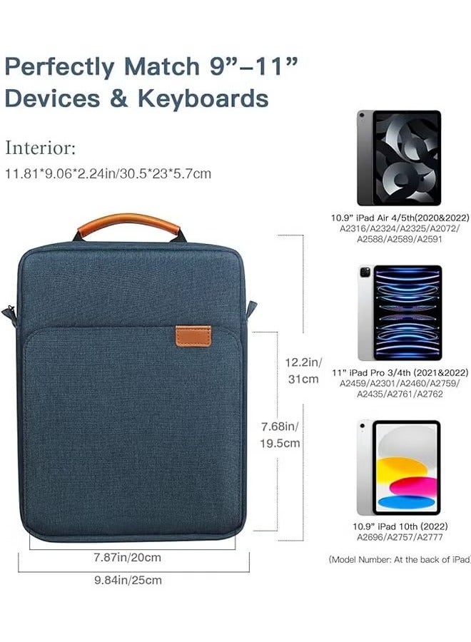 9-11 Inch Tablet Sleeve Bag, Fits for iPad air 5 10.9 2022, iPad Pro 11 M2 2022-2018, iPad 10th 10.9, Air 4 10.9, Tab S8 2022, Handle Carrying Case with Shoulder Strap, Dark Blue  - Image 5