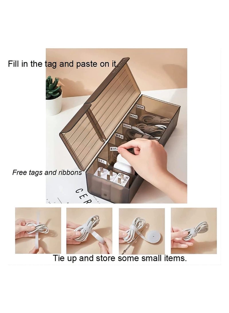Data Cable Organizer Box Charge Cable Management 7 Compartments Storage Box USB Cord Sorter Small Desk Electronic Accessories Organizer and Storage  - Image 4