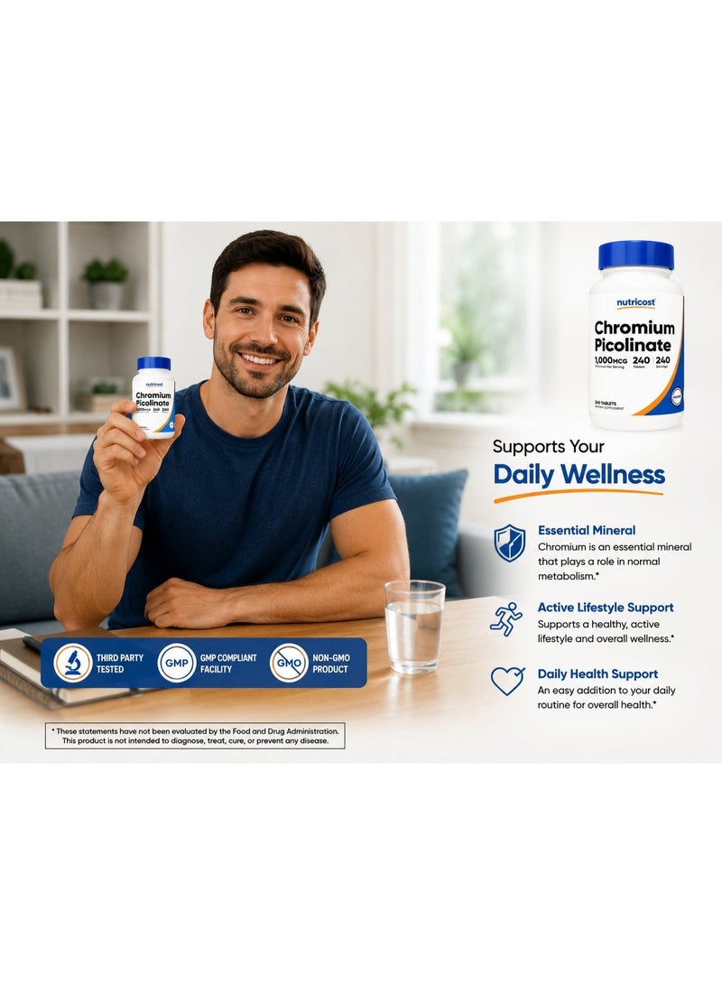Nutricost Chromium Picolinate 1000mcg Dietary Supplement Tablets – 240 Tablets - Image 4