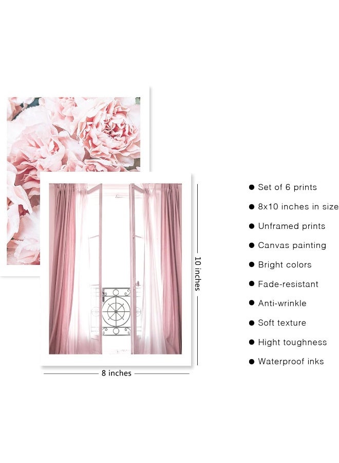 Home Trove Hoozgee Vintage Fashion Paris Wall Art Prints Black And White Canvas Poster Eiffel Tower Pink Flower Doors Windows Pictures Photos Wall Decor For Office Bedroom Living Room (8"X10" Unframed)  - Image 3