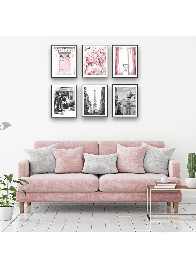 Home Trove Hoozgee Vintage Fashion Paris Wall Art Prints Black And White Canvas Poster Eiffel Tower Pink Flower Doors Windows Pictures Photos Wall Decor For Office Bedroom Living Room (8"X10" Unframed)  - Image 5