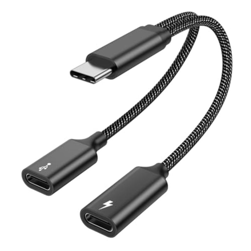60W USB C Splitter Cable, 2-in-1 USB-C Male to Dual USB-C Female, Charge While Using Headphones, SSD, DAC, or Controller for Steam Deck, Quest 3, iPad, Samsung, Pixel Not for Monitor - Image 1
