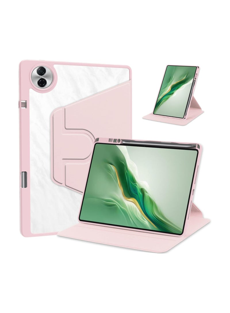VKL Case Compatible with Honor Pad 10 12.1 Inch 2025 Tablet, Rotating Bracket Flip Cover Intelligent Protective Cover with Pen Slot and Auto Sleep/Wake-up (Pink) - Image 1