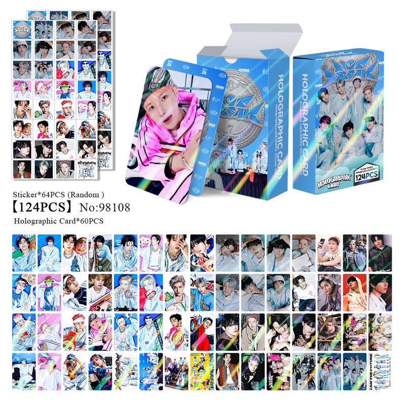 NCDREAM 124PCS Holographic Cards & Star Stickers Set – 60PCS Holographic LOMO Cards + 64PCS Random Celebrity Stickers for DIY Scrapbooking, Album Decoration, Journaling, and Birthday Gift for Teens