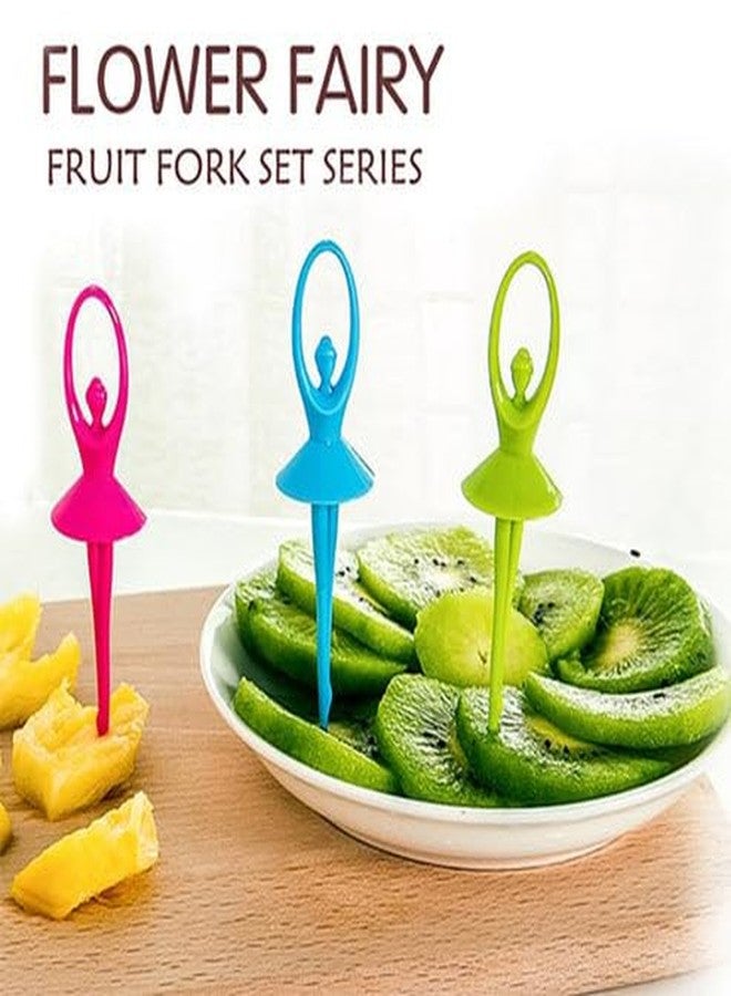 RUSTIC LINEN Dancing Doll Fruit Fork Cutlery Set with Stand, Multicolor | Fun & Practical | Reusable & Easy to Use | Pack of 6 - Image 5