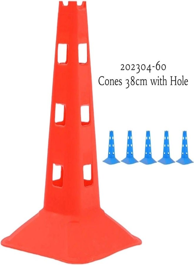 Generic Cones 38cm with Hole Sports Cones for Agility Training - Heavy Duty Cones [5 pieces]  - Image 2