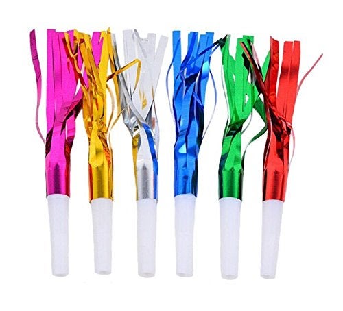 BinaryABC Noise Maker,Metallic Fringed Blowouts Whistles,Party Blowers Whistles,for Birthday Party Favors, New Years Party 30Pcs - Image 1